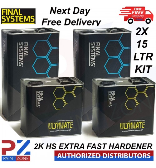 2X FINAL SYSTEMS ULTIMATE CLEARCOAT LACQUER -WITH EXTRA FAST HARDENER 15 LTR KIT
